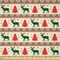 Ambesonne Nordic Fabric by The Yard, Pixel Art Inspirations Christmas Ornamental December Reindeers Vintage, Decorative Satin Fabric for Home Textiles and Crafts, 1 Yards, Emerald Beige Scarlet